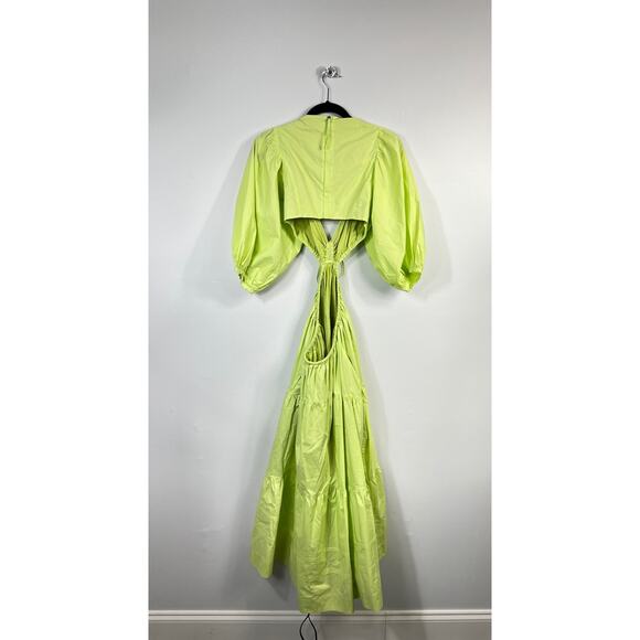 Nicholas Cotton Poplin Green Balloon Sleeve Midi Dress - Picture 5 of 9